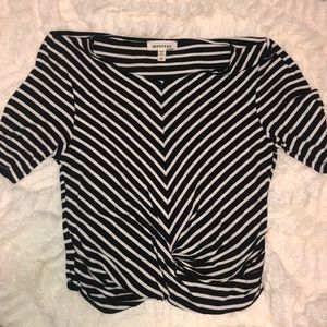 Black and white striped crop top